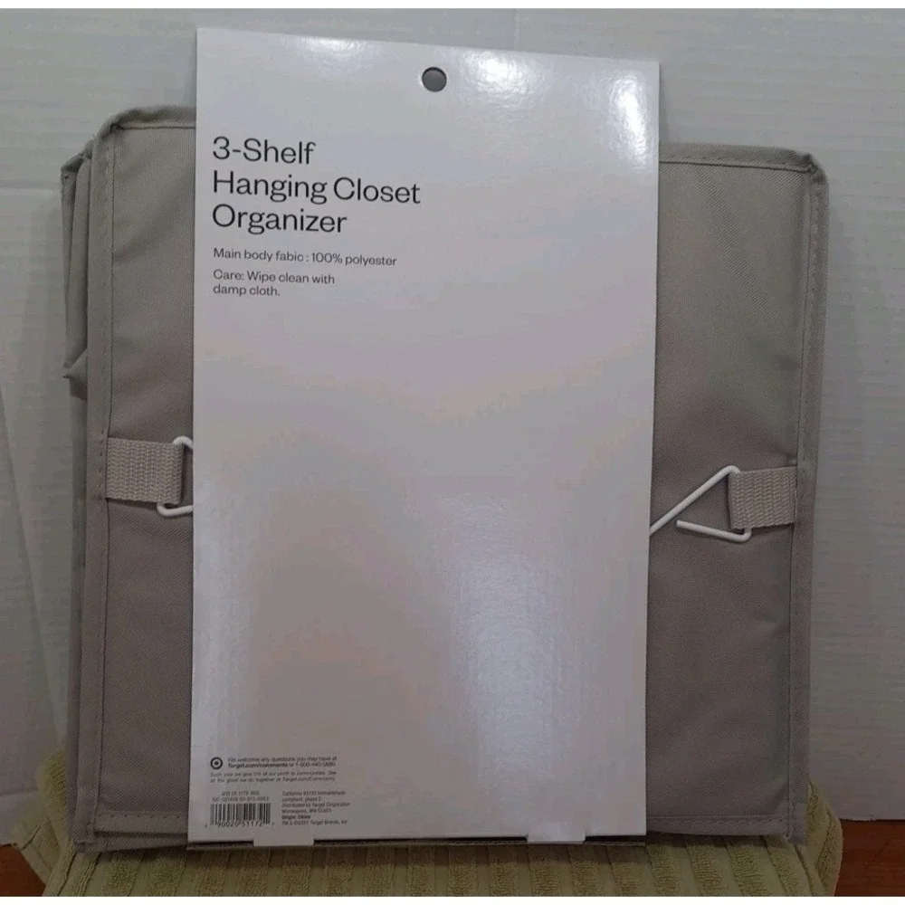 New Room Essentials‎ 3-Shelf Hanging Closet Organizer Collapsible Shelves Gray